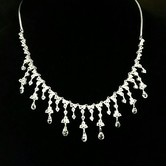 Solid 925 Sterling & Pale Blue Topaz Necklace